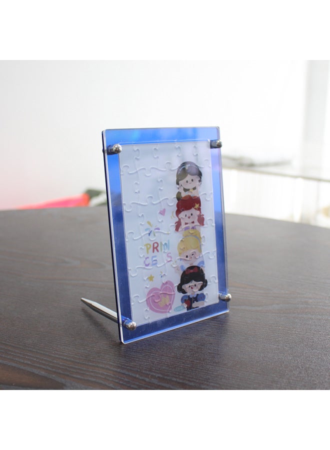 Color Acrylic Jigsaw Puzzle Photo DIY Star Peripheral Portrait Table Valentine's Day Gift To Figure-Color:10*15cm Blue Bottom - Image 1